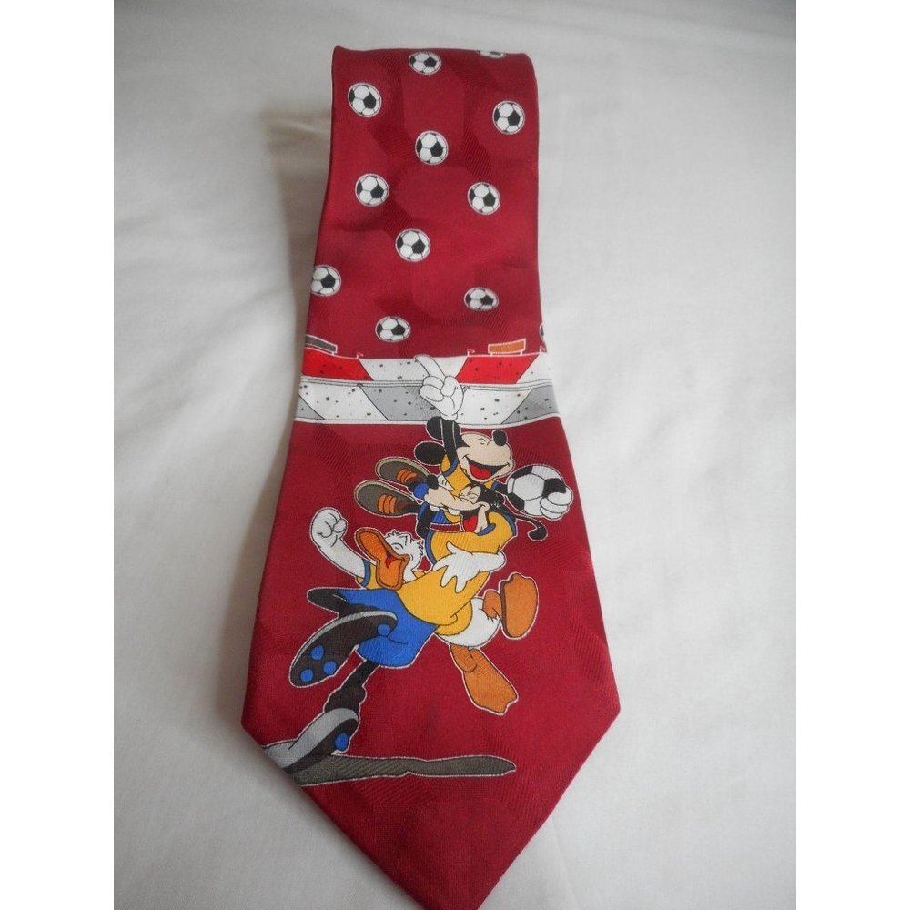 Vintage Disney Soccer Burgundy tie Mickey Donald